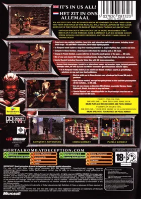 Mortal Kombat Deception (USA) box cover back